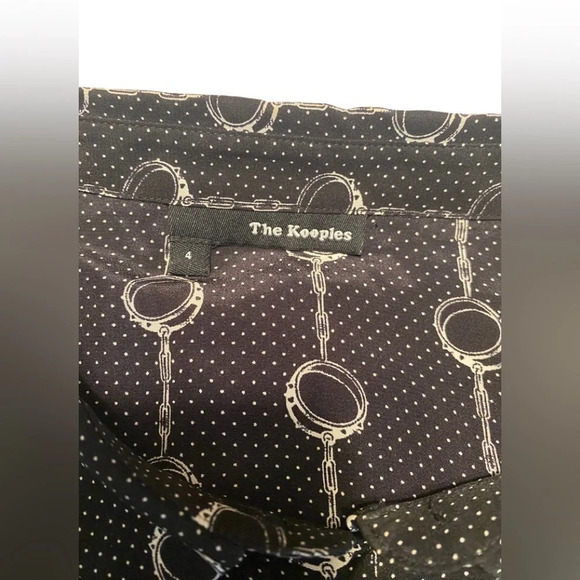 The Kooples Handcuff Chain Polka Dot Long Sleeve Silk Dress - Picture 9 of 13